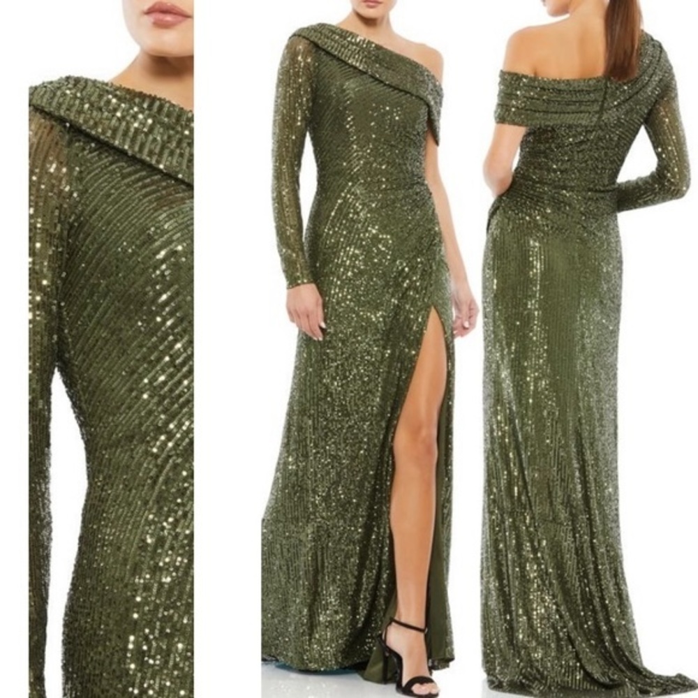 Mac Duggal Olive Sequin Gown